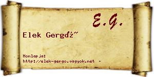 Elek Gergő névjegykártya